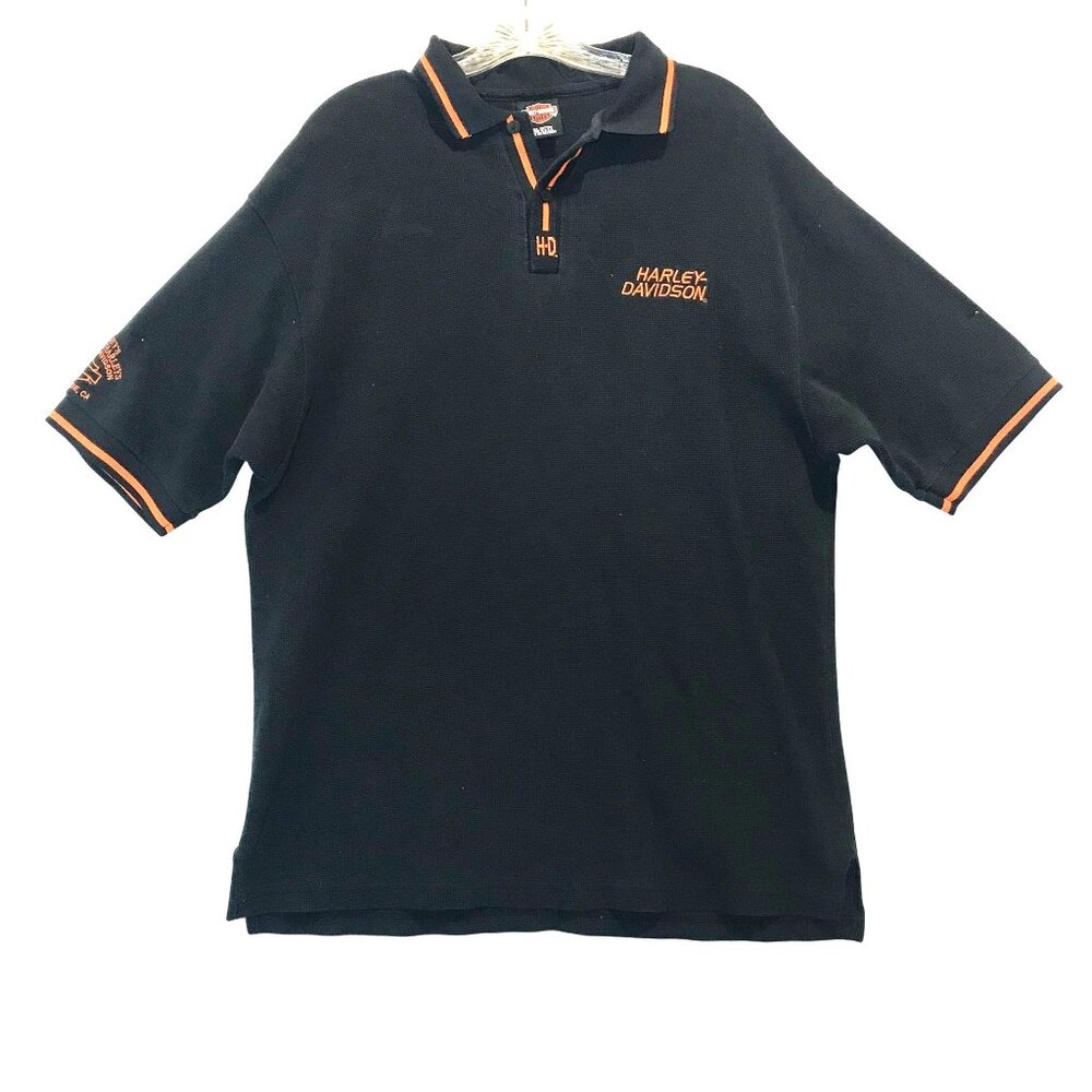 Harley-Davidson Mens XL Black Cotton Polo Shirt Oceanside CA